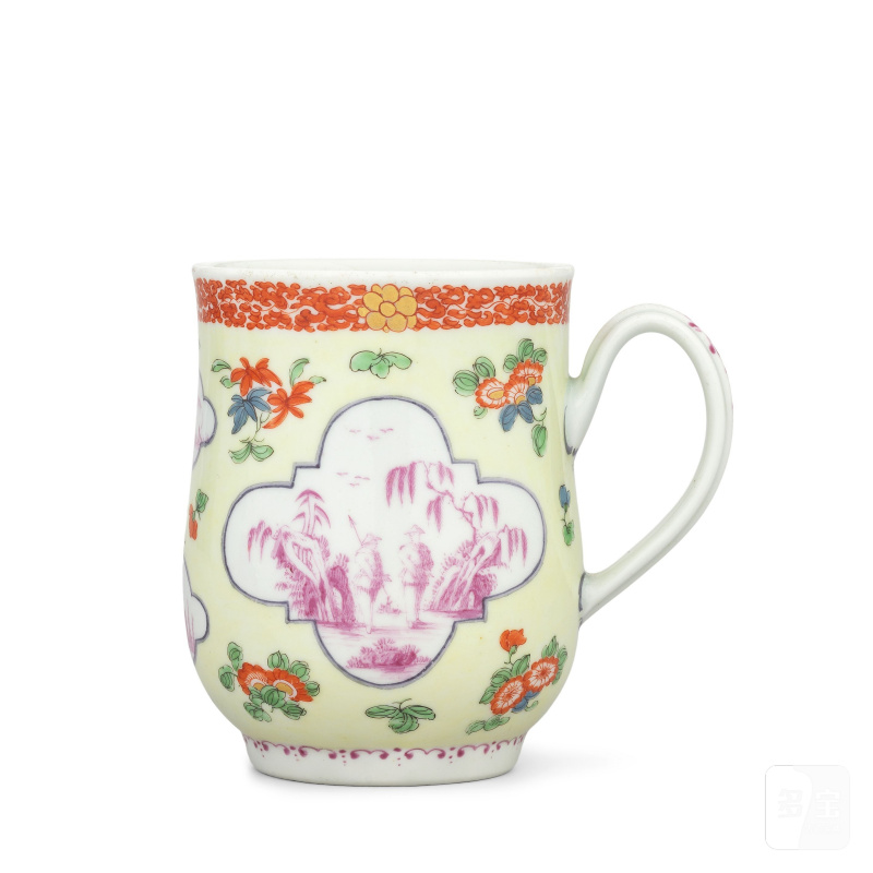 An attractive Worcester mug, circa 1758-60